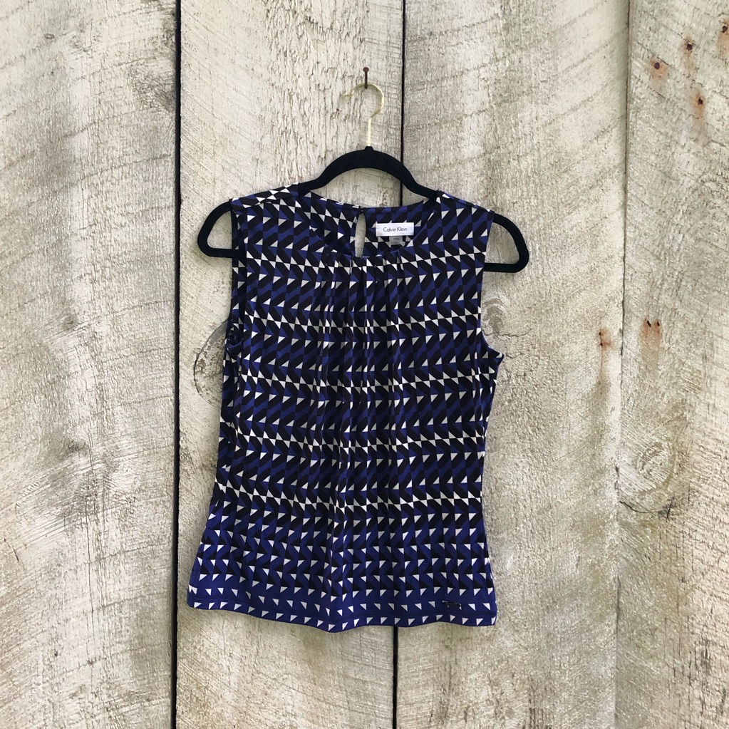 Calvin Klein | Blue Ruched Neck Tank Top